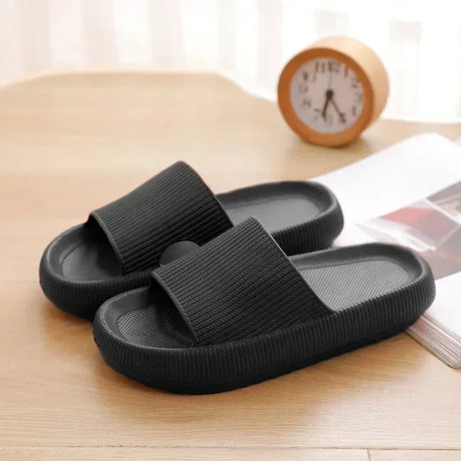 EVA Beach Slippers Thick Sole 4cm Cloud-Like Comfort Home Use Couple Height Increasing Indoor Solid Color Summer Sandals