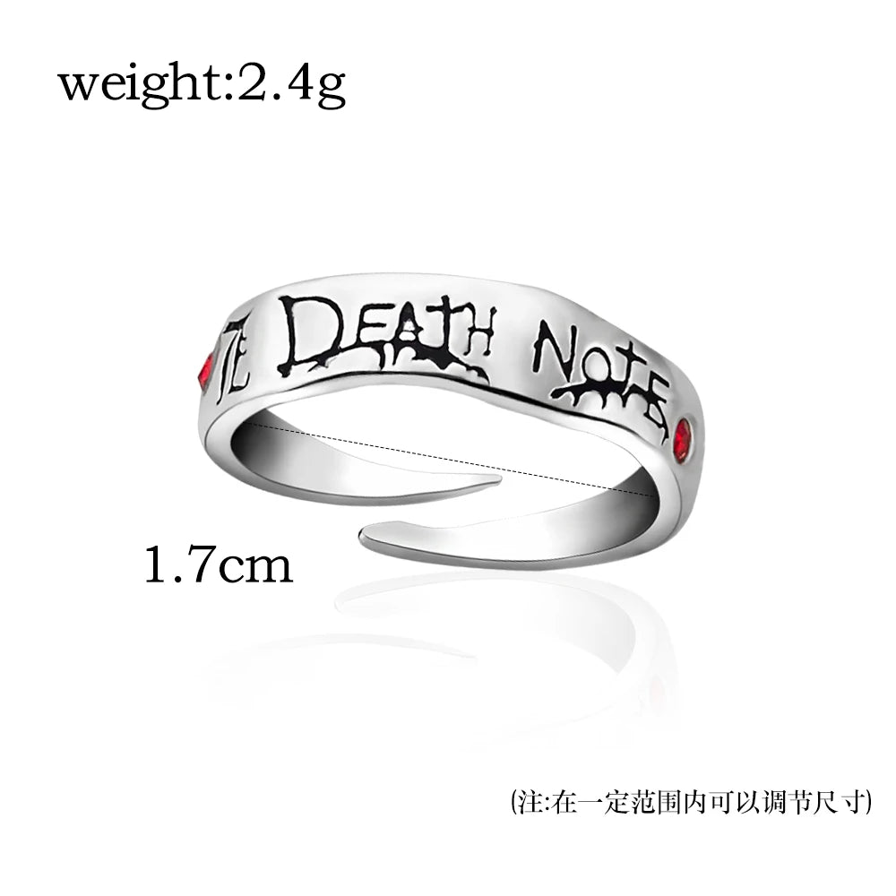 Death Note Anime Ring Yagami Light Alloy Cosplay Prop for Women Men Adjustable Ring Jewelry Gift Accessory