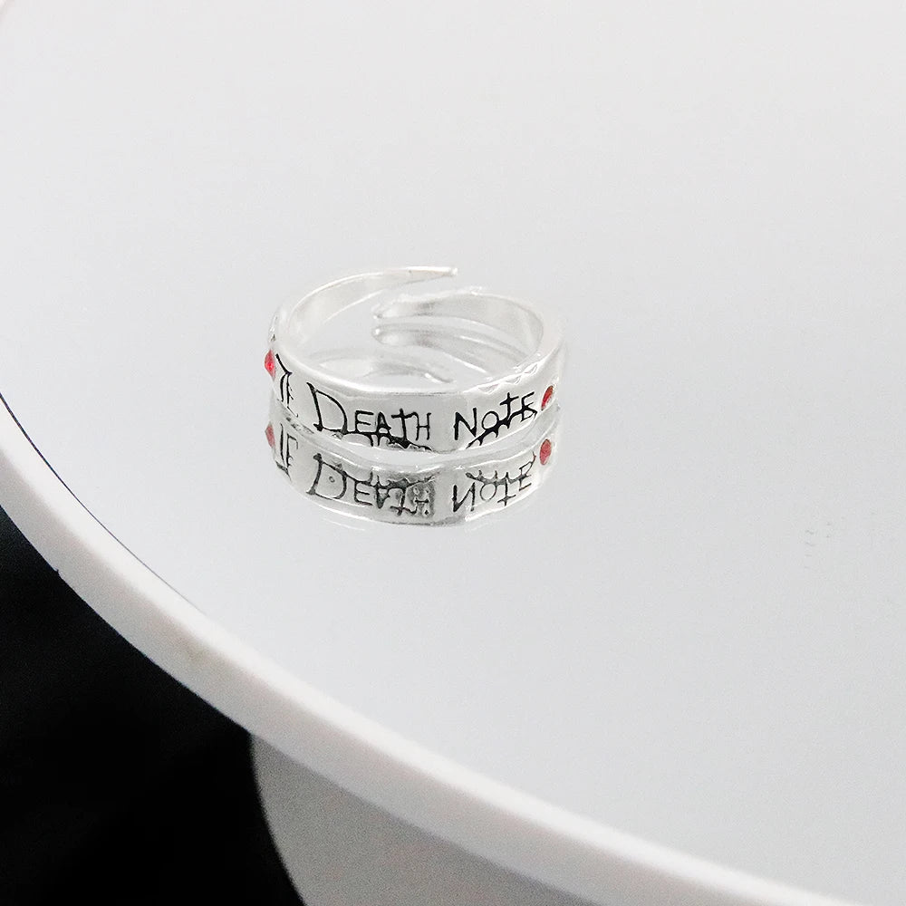 Death Note Anime Ring Yagami Light Alloy Cosplay Prop for Women Men Adjustable Ring Jewelry Gift Accessory