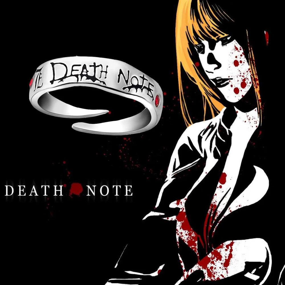Death Note Anime Ring Yagami Light Alloy Cosplay Prop for Women Men Adjustable Ring Jewelry Gift Accessory